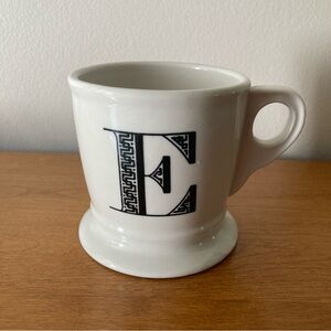 Anthropologie Monogram White Mug with Black Letter E
